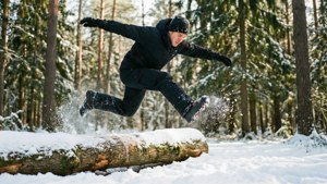 Sven Jumping Over Log