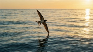 Swallow Over Ocean