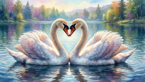 Swans Heart Watercolor