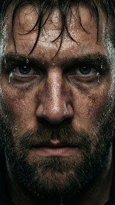 Sweat and Determination Close-Up