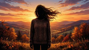 Sweater Silhouette Sunset Hill
