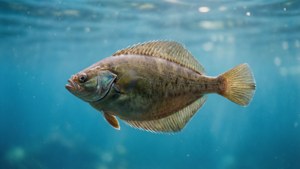 Swimming Flounder in Blue