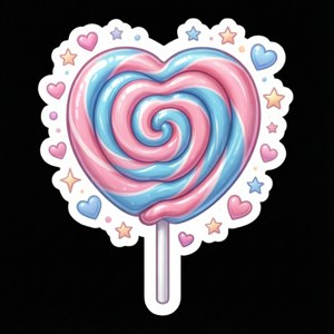 Swirl Lollipop Heart Sticker