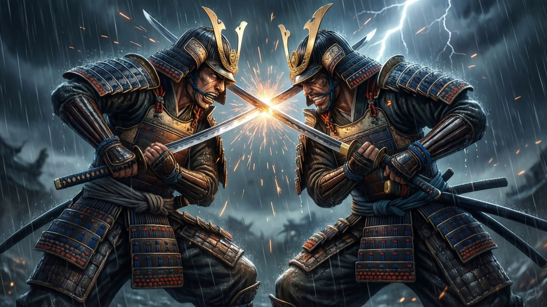 Swordsmen in Storm by Wallpapers.art Studio