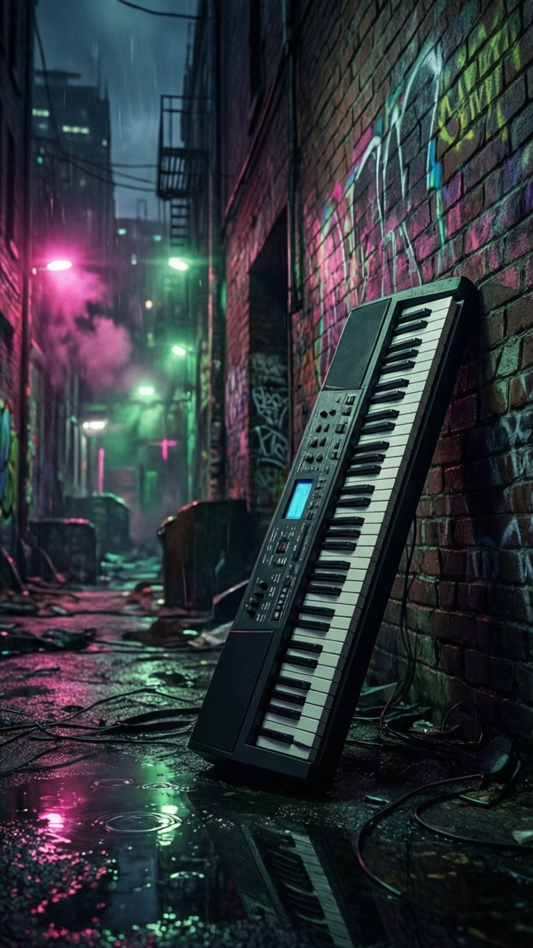 Synth in the Alley by Wallpapers.art Studio