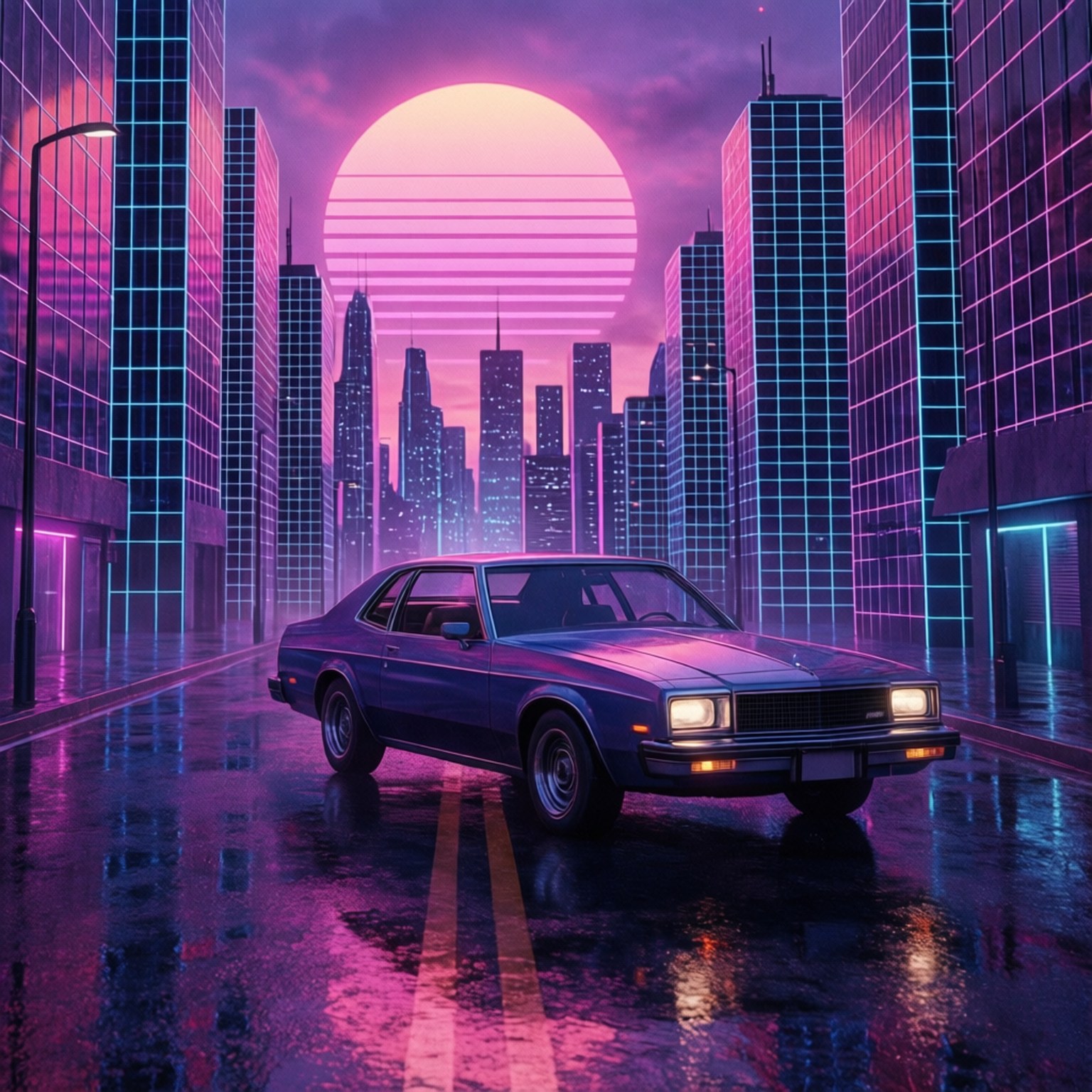 Synthwave Night Drive by Wallpapers.art Studio