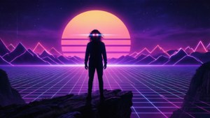Synthwave Person Laser Eyes