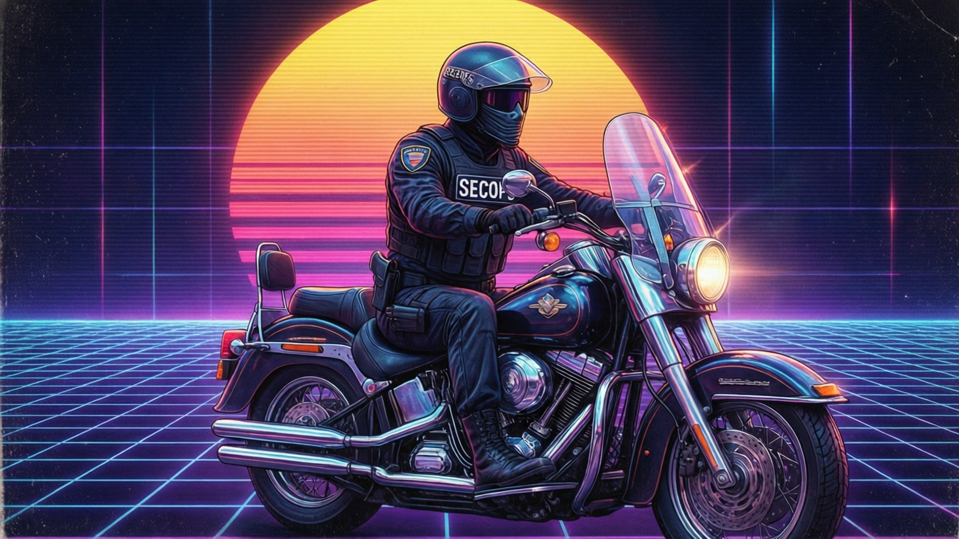 Synthwave Rider by Wallpapers.art Studio
