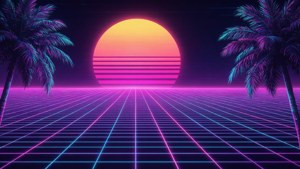 Synthwave Sunset Grid