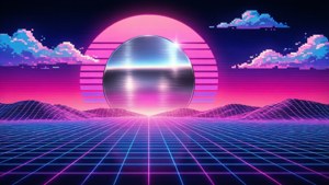 Synthwave Sunset Grid