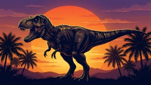 T Rex Sunset Silhouette