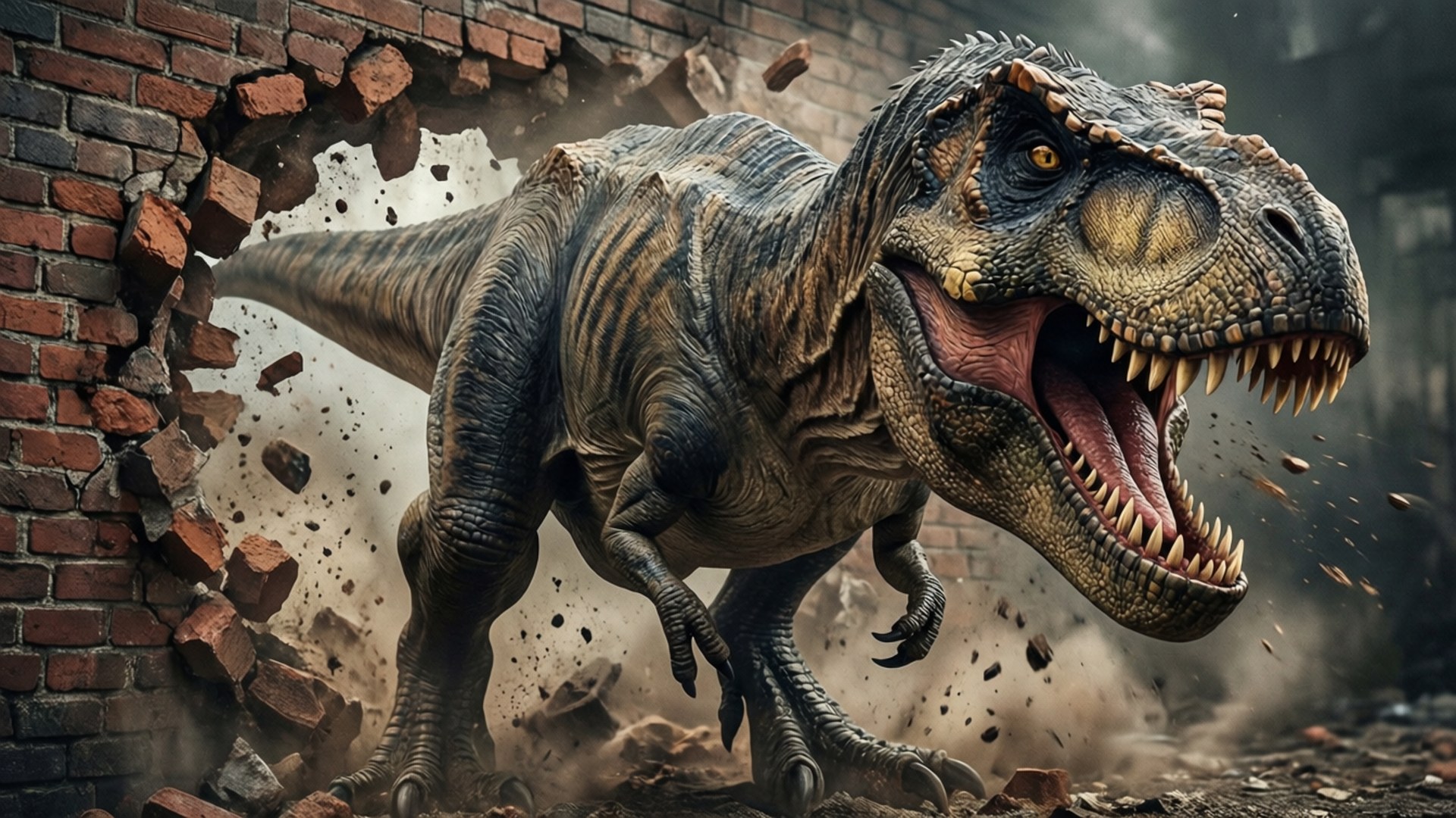 T Rex Wall Break by Wallpapers.art Studio