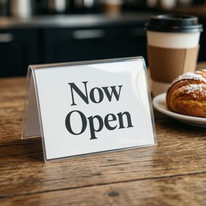 Tabletop Tent Card Now Open