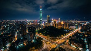 Taipei Night Skyline Aerial