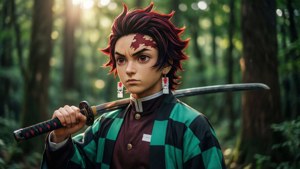 Tanjiro in Sunlit Forest