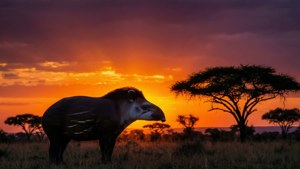 Tapir Silhouette at Sunset