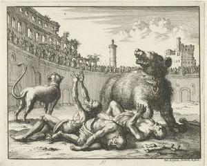 Taracus, Probus en Andronicus in de arena door een beer gespaard