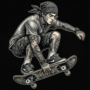 Tattooed Skateboarder SVG