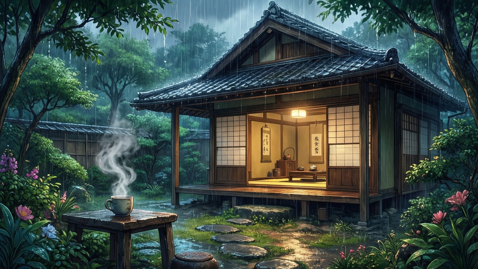 Tea House Glow by Wallpapers.art Studio