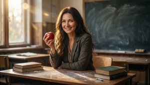 Teacher with Apple
