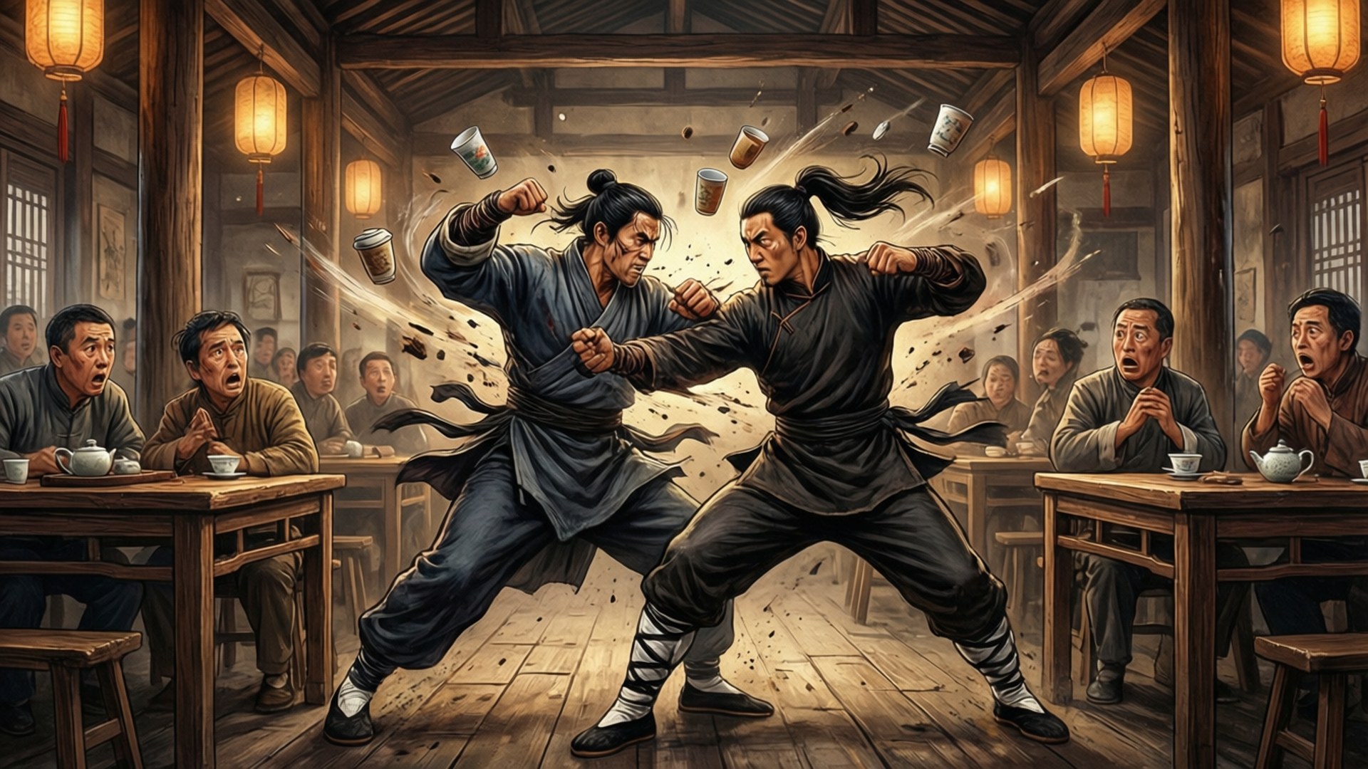 Teahouse Brawl by Wallpapers.art Studio