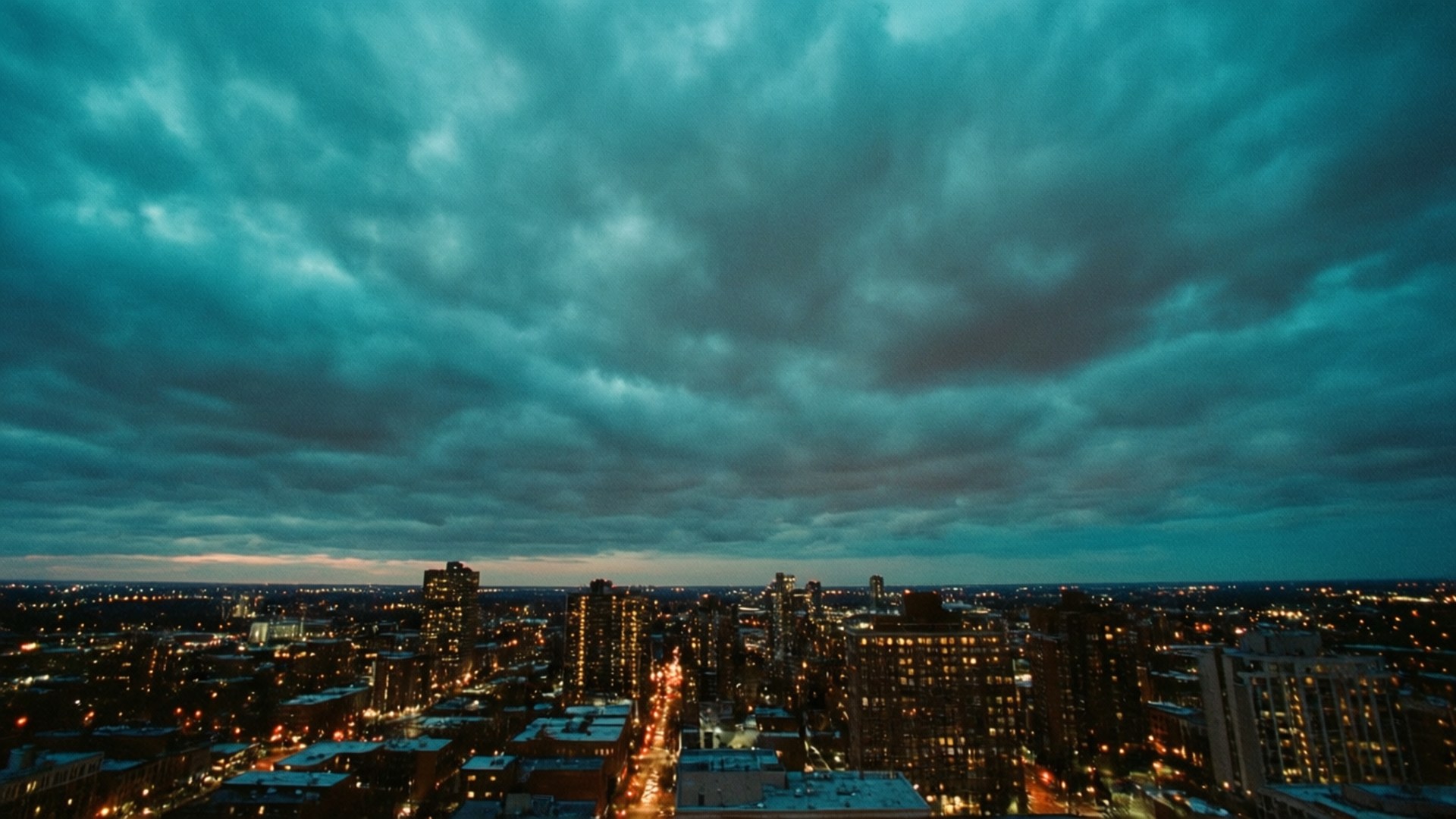 Teal City Twilight by Wallpapers.art Studio