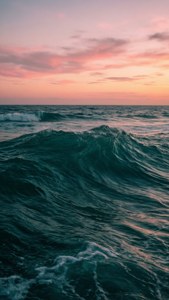 Teal Ocean Sunset Waves