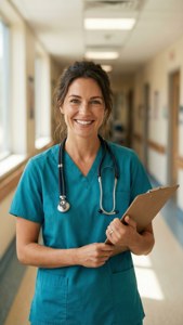 Teal Scrubs Smile