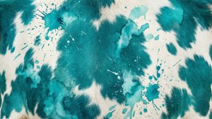 Teal Watercolor Cowhide