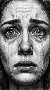 Tearful Sketch Portrait