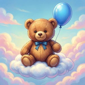 Teddy Bear with Blue Balloon