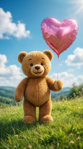 Teddy Bear with Heart Balloon