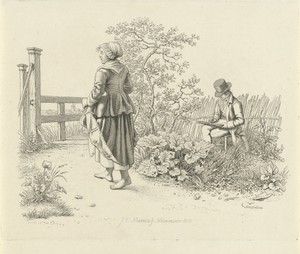 Tekenaar en een boerenmeisje