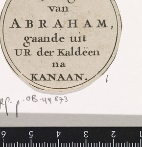 Tekstblad met titel: de reis van Abraham