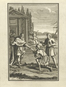 Telemachus knielt voor Mentor