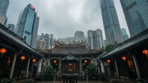 Temple in the Rain