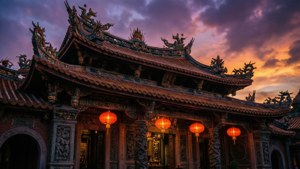 Temple Lanterns at Dusk