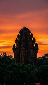 Temple Silhouette Sunset
