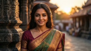 Temple Sunset Saree