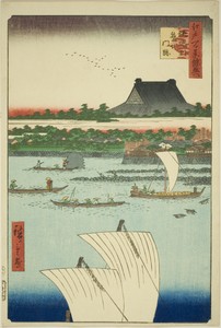 Teppozu and Tsukiji Honganji Temple (Teppozu Tsukiji Monzeki), from the series "Supplement to the One Hundred Famous Views of Edo (Edo hyakkei yokyo)"
