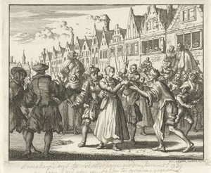 Ter dood veroordeelde Anneken Jans overhandigt  haar zoon, de latere Esaias de Lind, aan een bakker, 1539