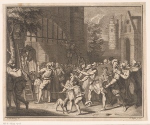 Terdoodveroordeelden worden opgehangen aan de stadspoort