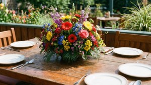Terrace Table with Flowers