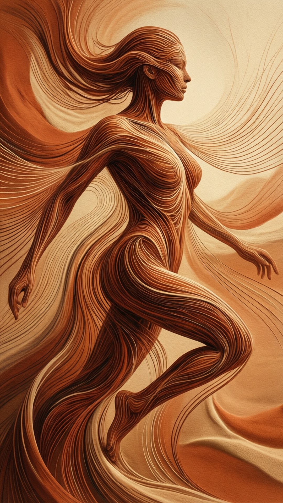 Terracotta Sand Figure Flow by Wallpapers.art Studio
