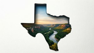 Texas Landscape Cutout Silhouette
