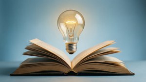 Textbook with Light Bulb