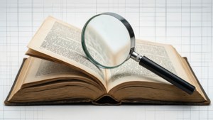 Textbook with Magnifying Glass