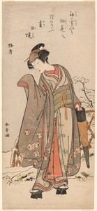 The Actor Segawa Kikunojo III in Private Life, Standing in a Snow-Covered Garden