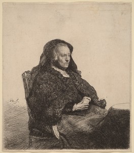 The Artist's Mother Seated at a Table, Looking Right