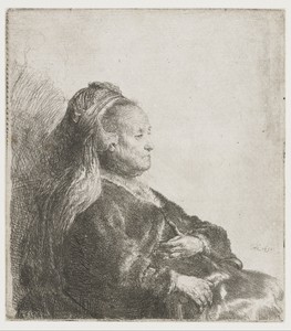 The artist's mother seated, in an oriental headdress: half length